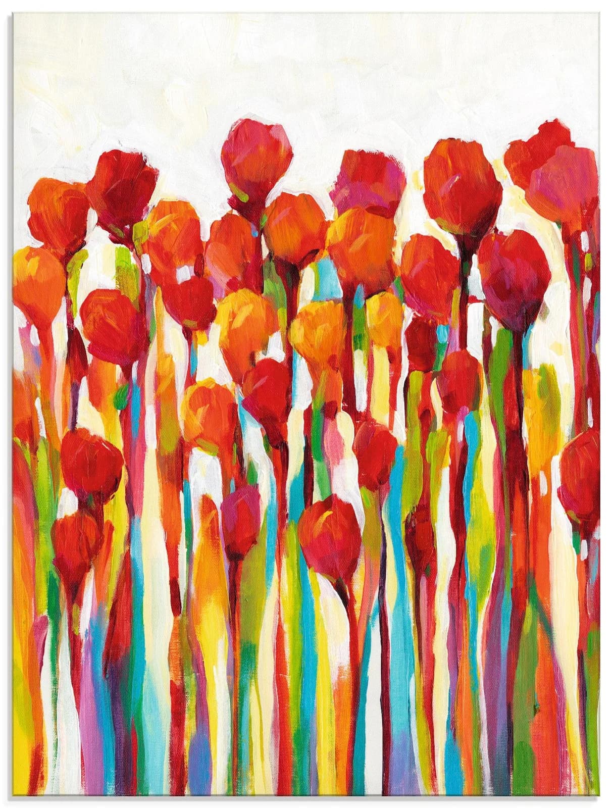 ARTLAND Glasbild "Strotzen mit Farben I" Rot 45x60 cm
