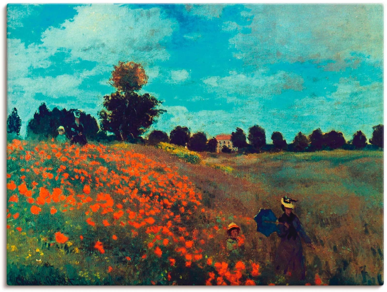 ARTLAND Leinwandbild „Die Mohnblumen, 1873“ Blau 80x60 cm