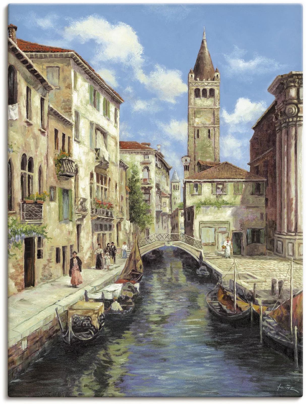 ARTLAND Wandbild Venedig Leinwandbild beige 90x120 cm