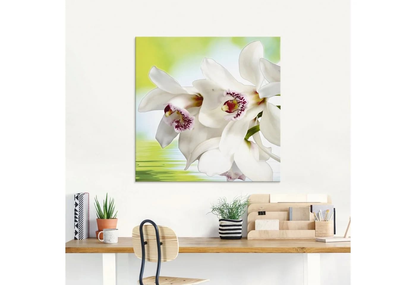 Artland Glasbild Weiße Orchidee Blumen