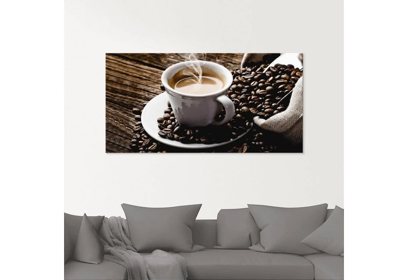Artland Glasbild Heißer Kaffee Braun Modern