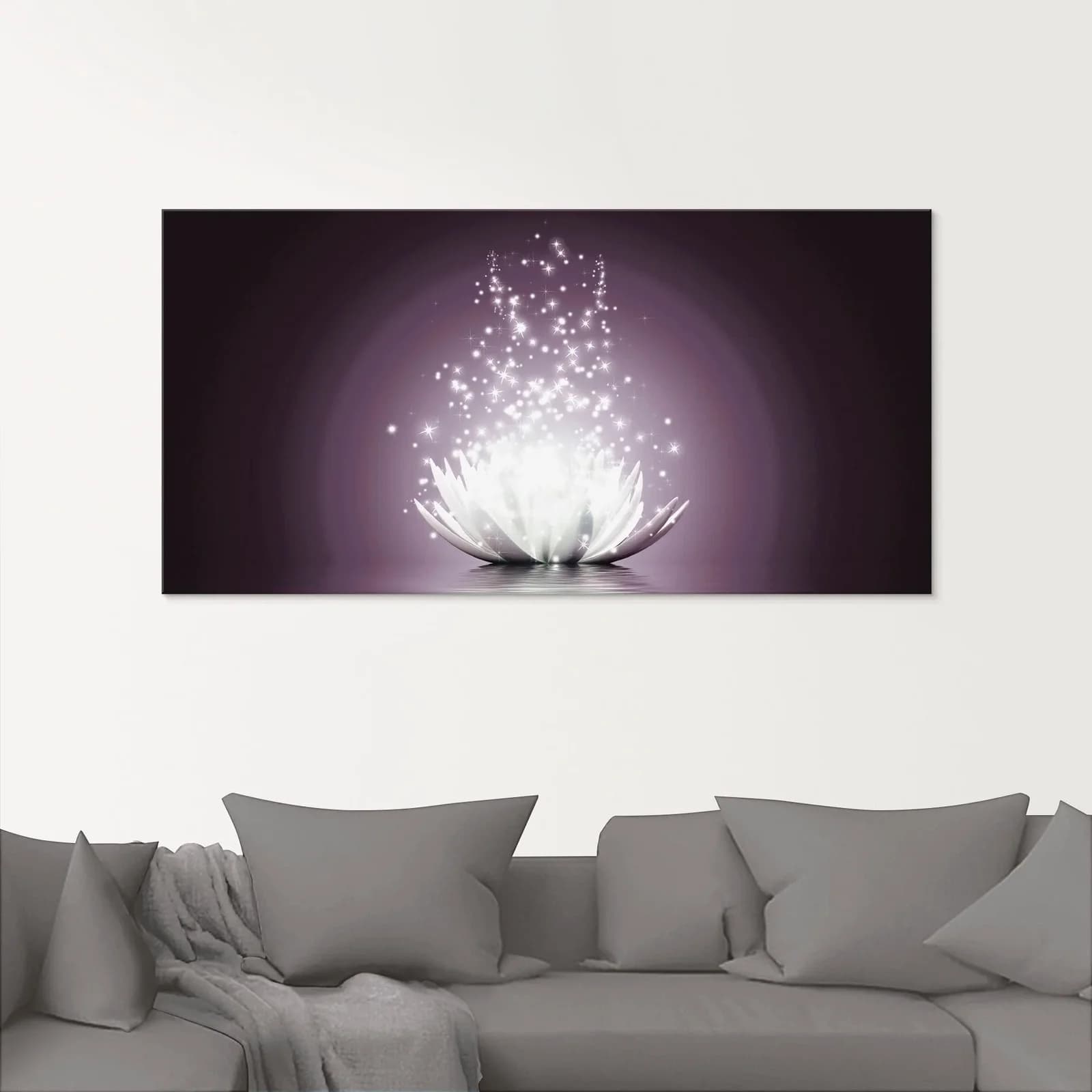 ARTLAND Glasbild Magie der Lotus-Blume Lila Modern