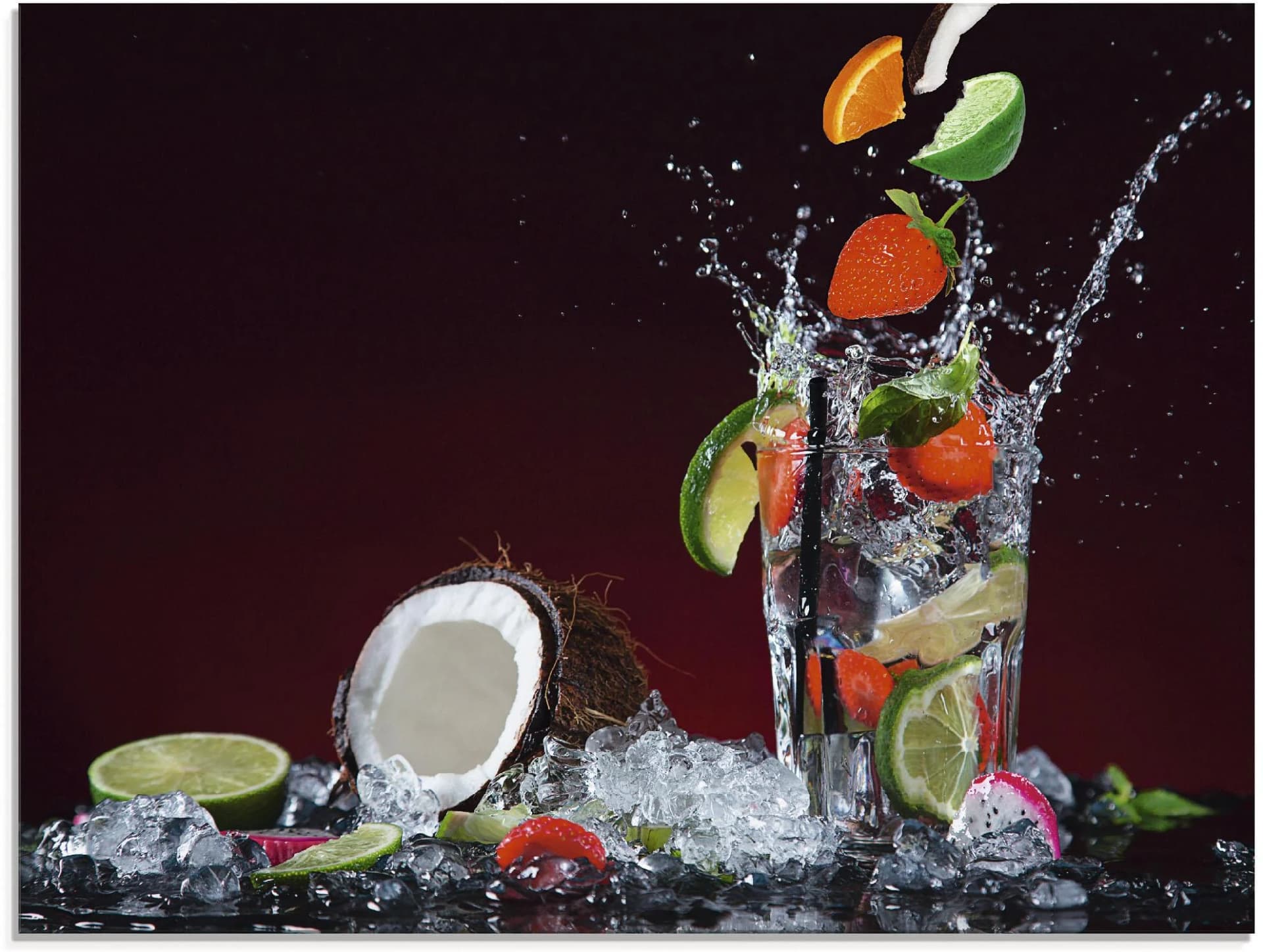 Glasbild ARTLAND Frischer Fruchtcocktail II Bunt