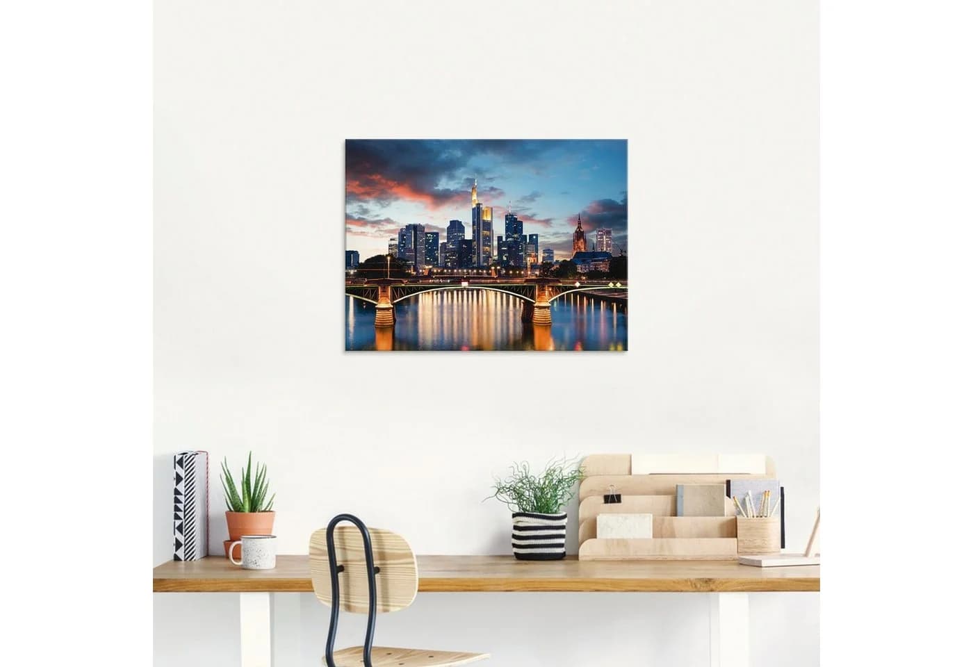 Artland Glasbild Frankfurt am Main Skyline II Modernes Wanddekor