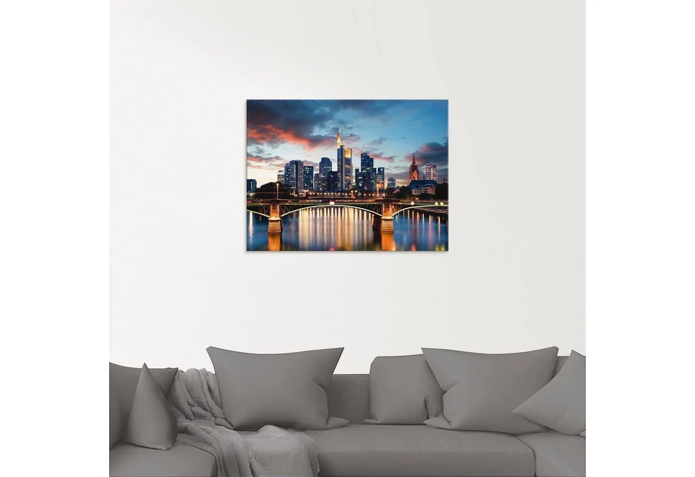Artland Glasbild Frankfurt am Main Skyline II Modernes Wanddekor - Bild 3