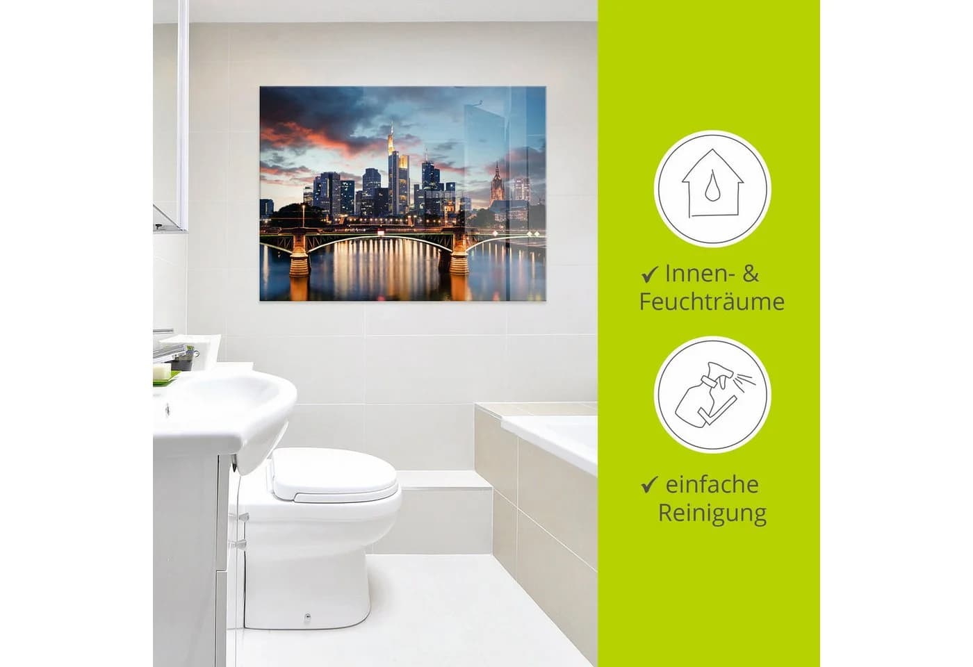 Artland Glasbild Frankfurt am Main Skyline II Modernes Wanddekor - Bild 5