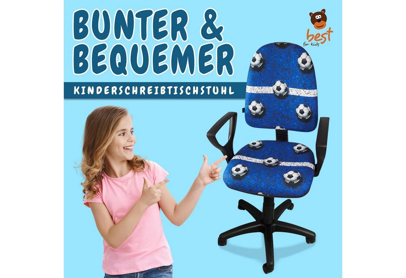 Best for Kids Kinderschreibtischstuhl Ergonomisch Verstellbar Bunt