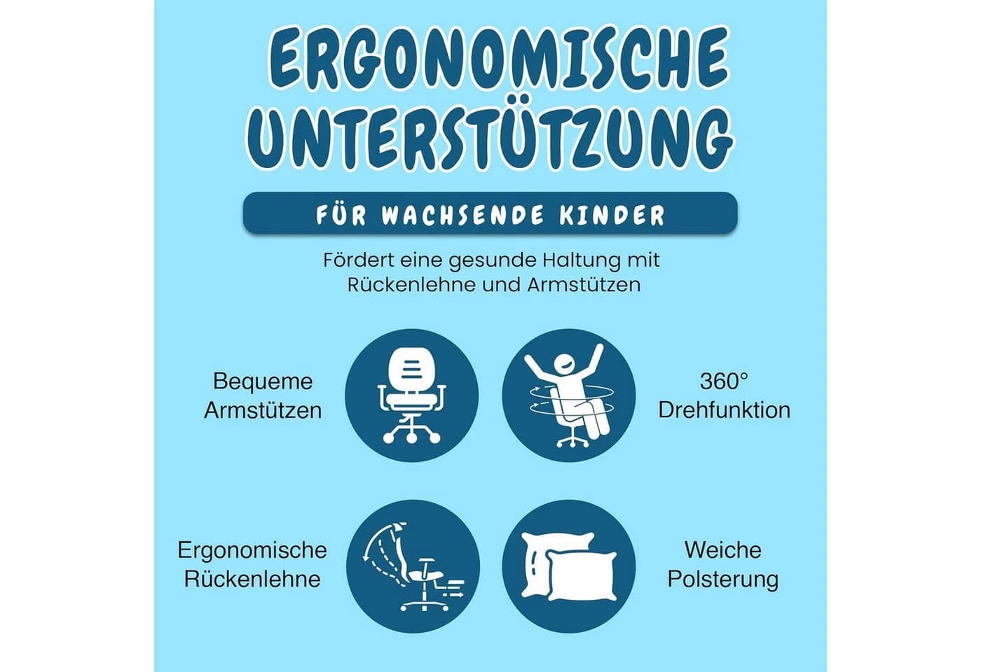 Best for Kids Kinderschreibtischstuhl Ergonomisch Verstellbar Bunt - Bild 3