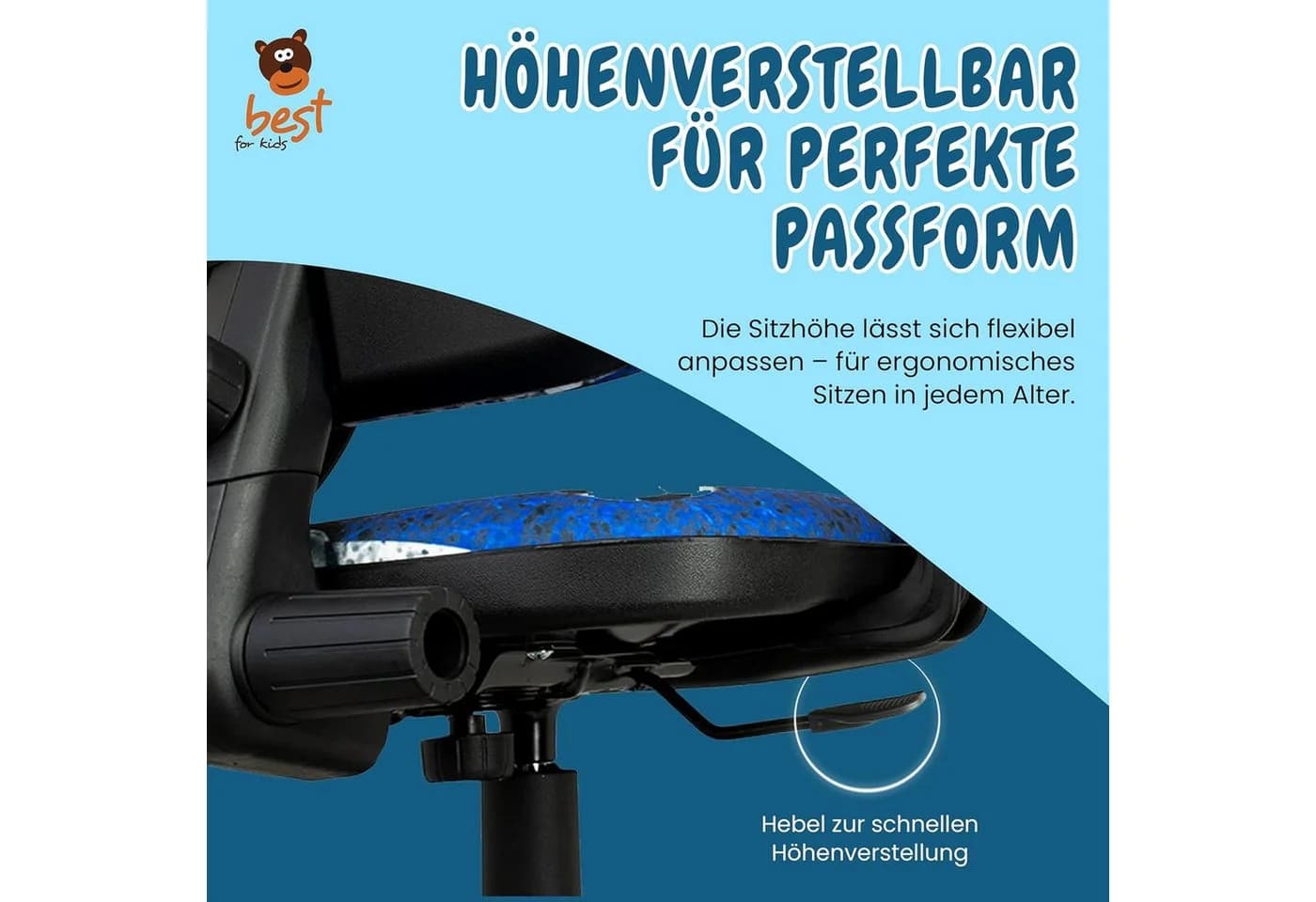 Best for Kids Kinderschreibtischstuhl Ergonomisch Verstellbar Bunt - Bild 4
