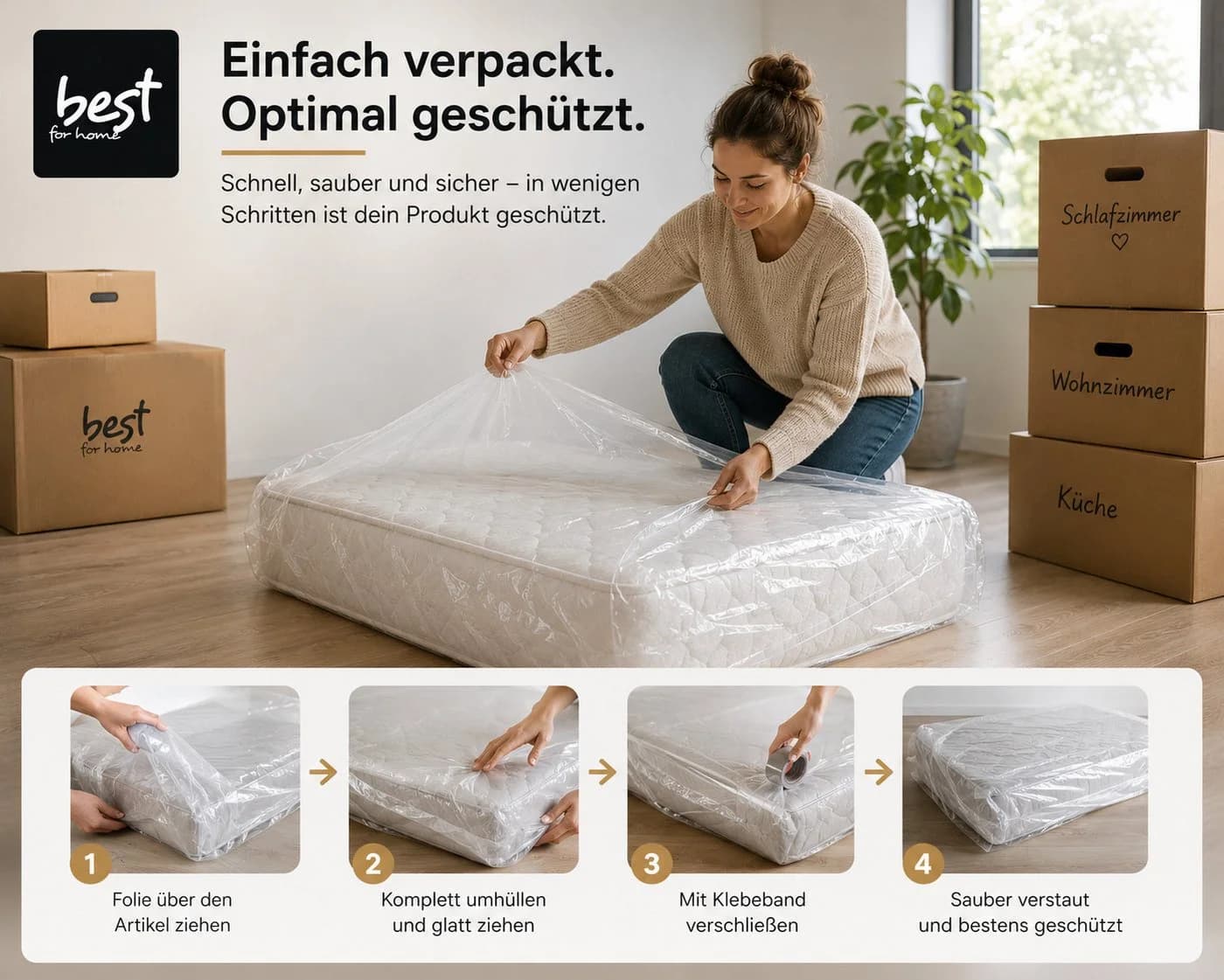 Best for Home Matratzenschoner Schutzhülle geruchsneutral reißfest - Bild 5