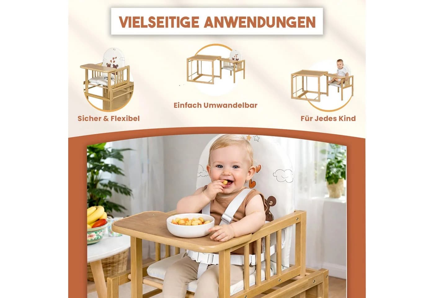 Best for Kids Holzstuhl Victoria 2-in-1 höhenverstellbar Nature - Bild 5