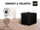Best for Home Cube Pouf Sitzhocker Schwarz Samt Holzrahmen Bild 3