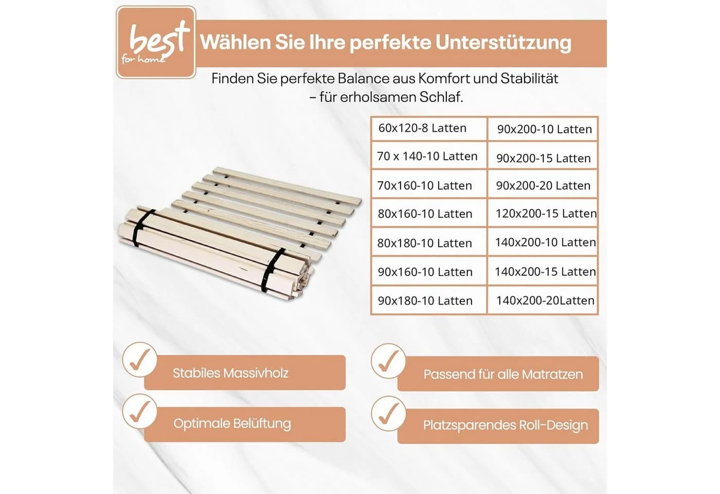 Best for You Rollrost Massivholz 10 Latten stabil - Bild 5