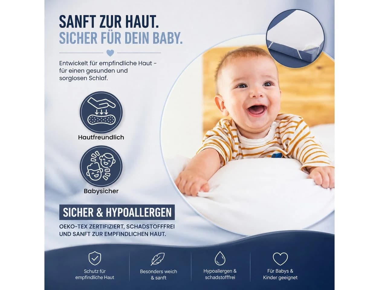 4myBaby Wasserdichter Matratzenschoner Weiß PU-Membran - Bild 4