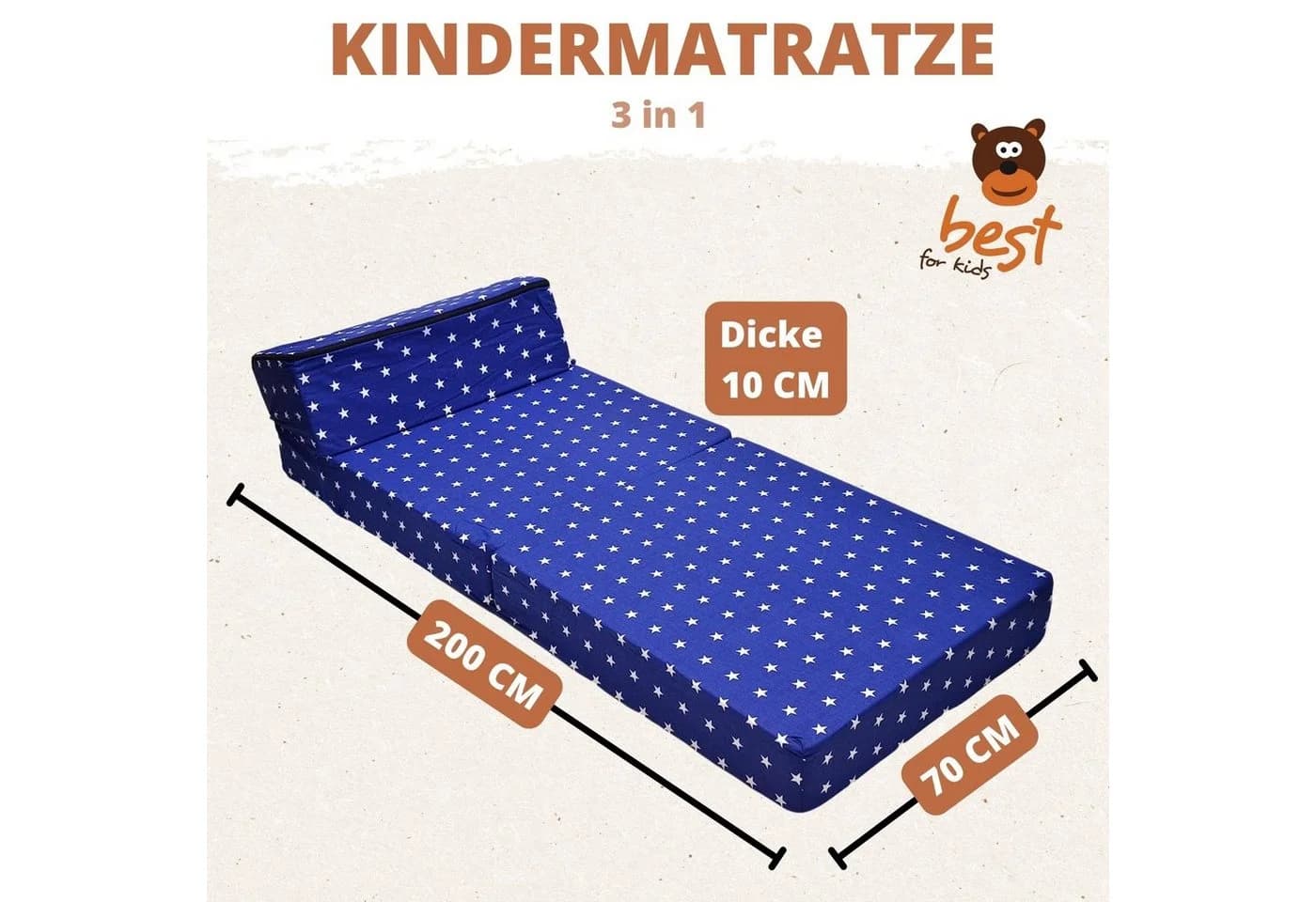 Best for Kids Klappmatratze 3-in-1 Faltmatratze blau - Bild 4
