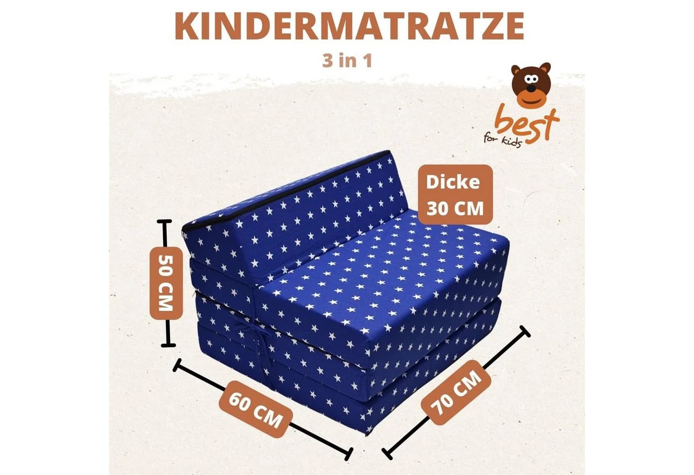 Best for Kids Klappmatratze 3-in-1 Faltmatratze blau - Bild 5
