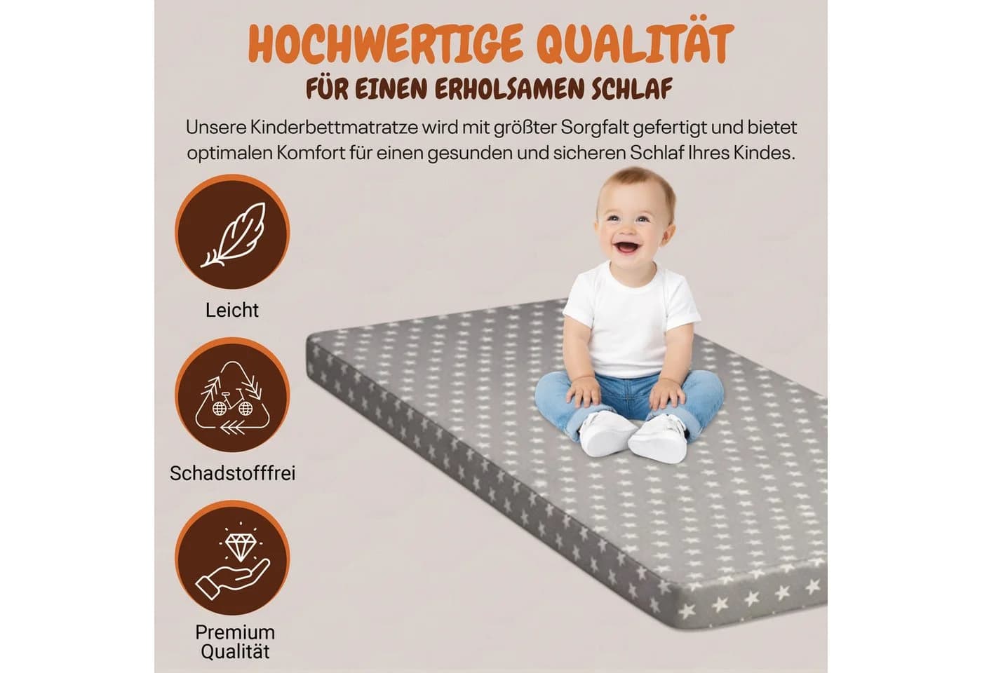 Best for Kids Kindermatratze Grau Faltbar Allergikergeeignet