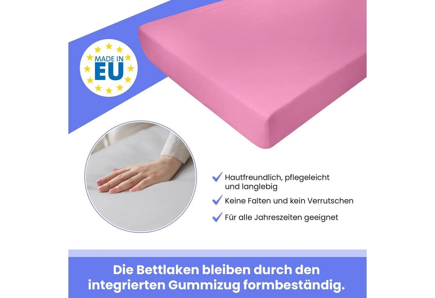 Best for You Jersey-Spannbettlaken Rosa 100% Baumwolle - Bild 5