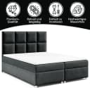 Best for Home Boxspringbett Trinity K-2 Schwarz mit Stauraum & Topper Bild 3