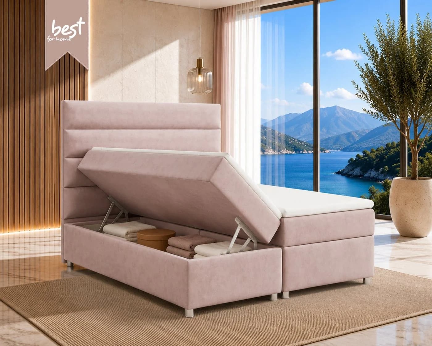Best for Home Boxspringbett Trinity K1 Rosa mit Bettkasten - Bild 3