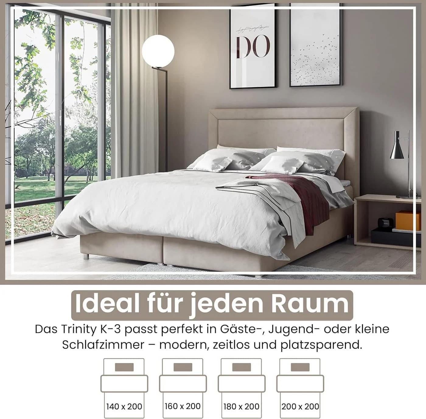 Best for Home Boxspringbett Trinity K3 mit Bettkasten & Topper Beige - Bild 4