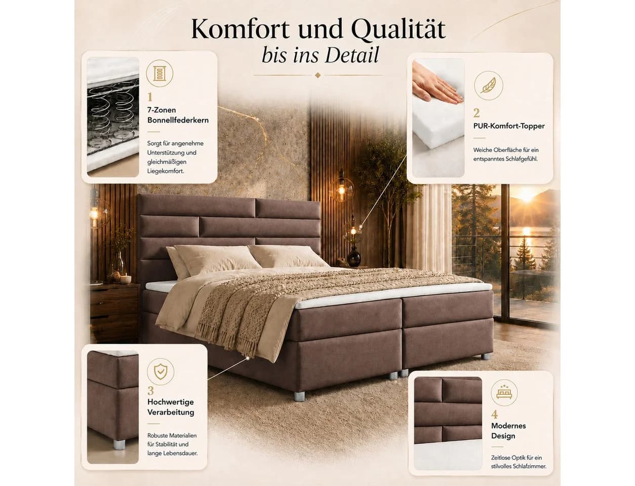 Best for Home Boxspringbett Trinity K-5 mit Stauraum & Topper - Bild 5