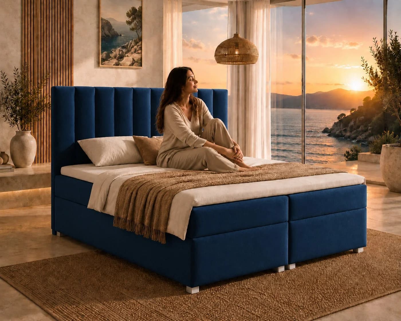 Best for Home Boxspringbett Trinity K-10 mit Bettkasten und Topper Blau - Bild 3