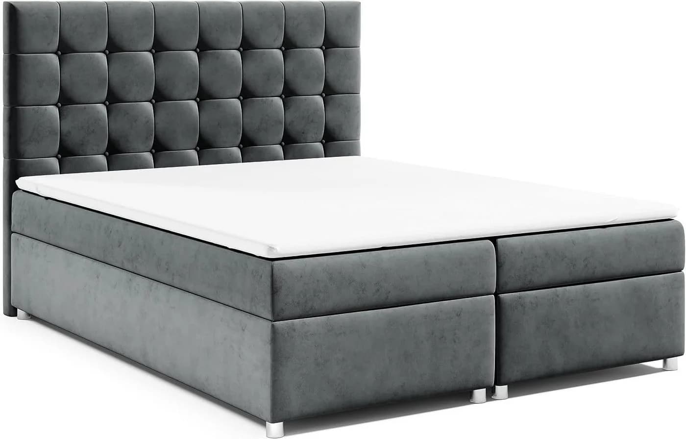 Best for Home Boxspringbett Trinity K-9 mit Bettkasten und Topper Grau - Bild 2