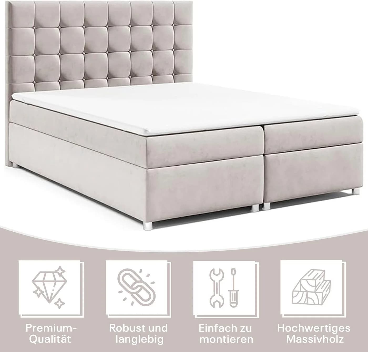 Best for Home Boxspringbett mit Bettkasten Trinity K-9 Bonellfederkern H3 - Bild 3