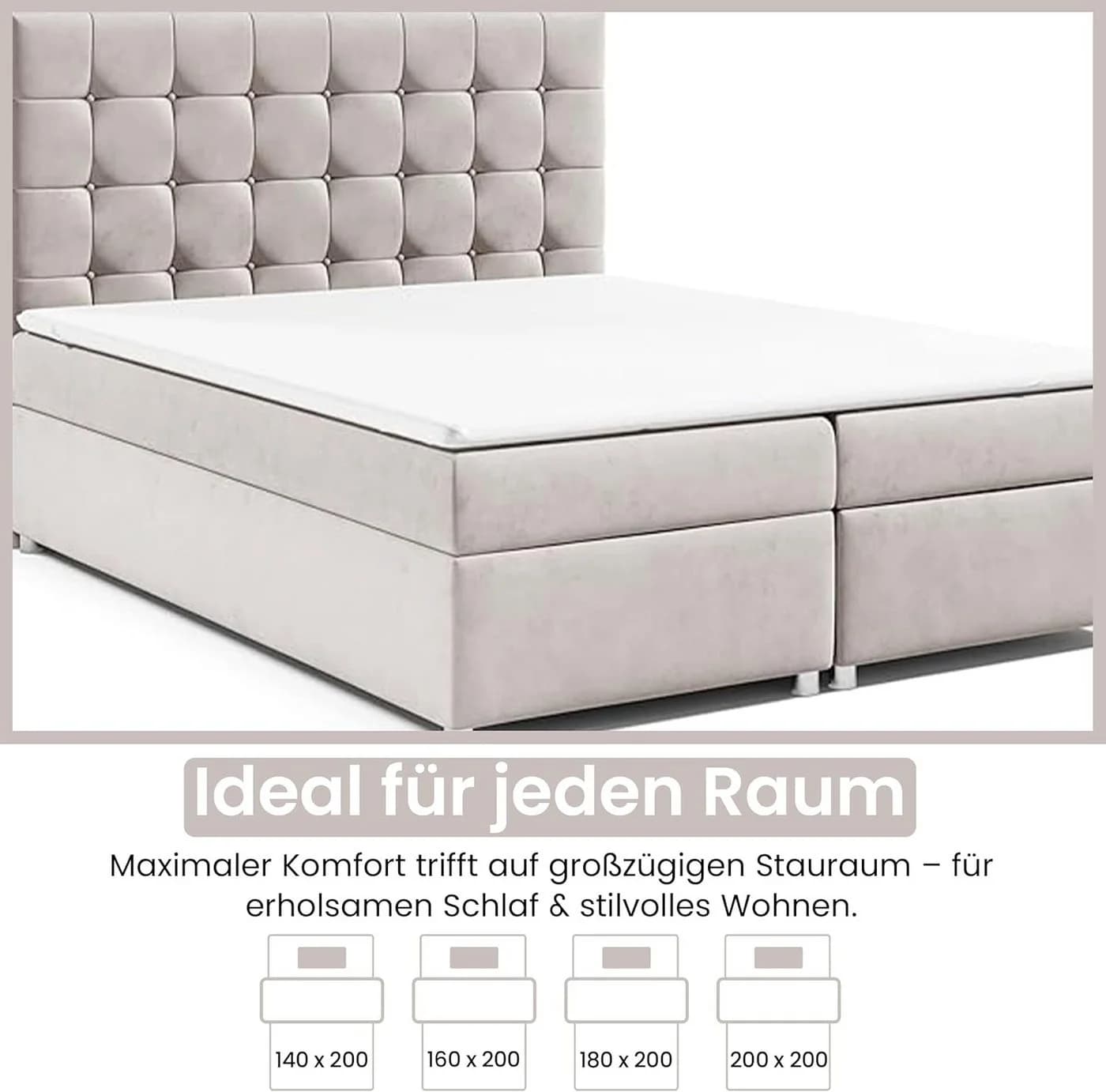 Best for Home Boxspringbett mit Bettkasten Trinity K-9 Bonellfederkern H3 - Bild 4