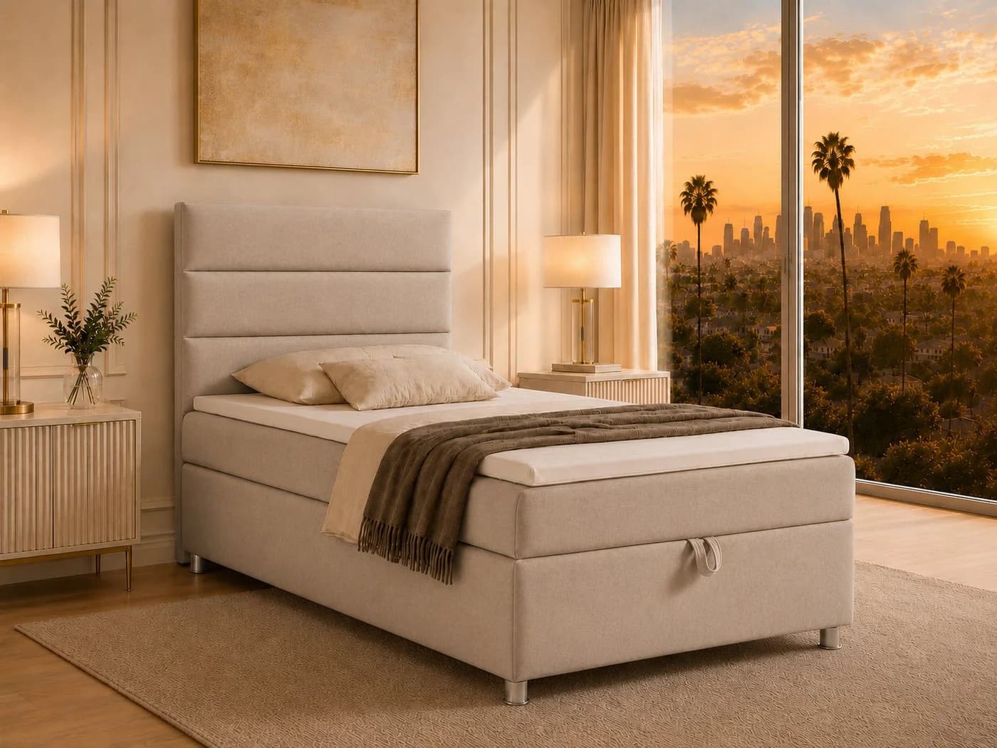 Best for Home Boxspringbett K-4 Beige mit Stauraum & Topper - Bild 2