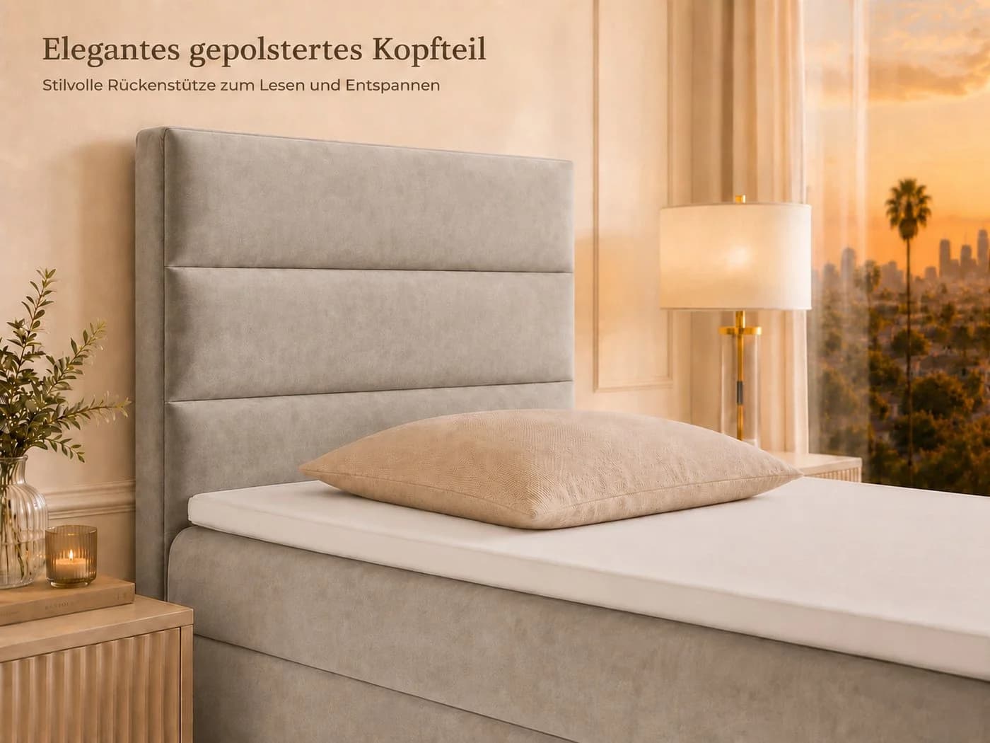 Best for Home Boxspringbett K-4 Beige mit Stauraum & Topper - Bild 4
