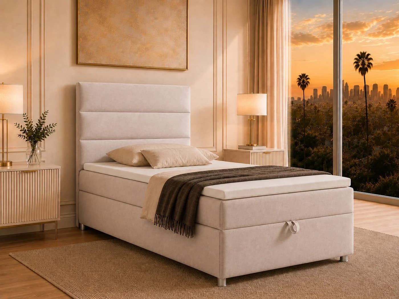 Best for Home Boxspringbett K-4 mit Stauraum, Topper & Bonellfederkern Creme - Bild 2