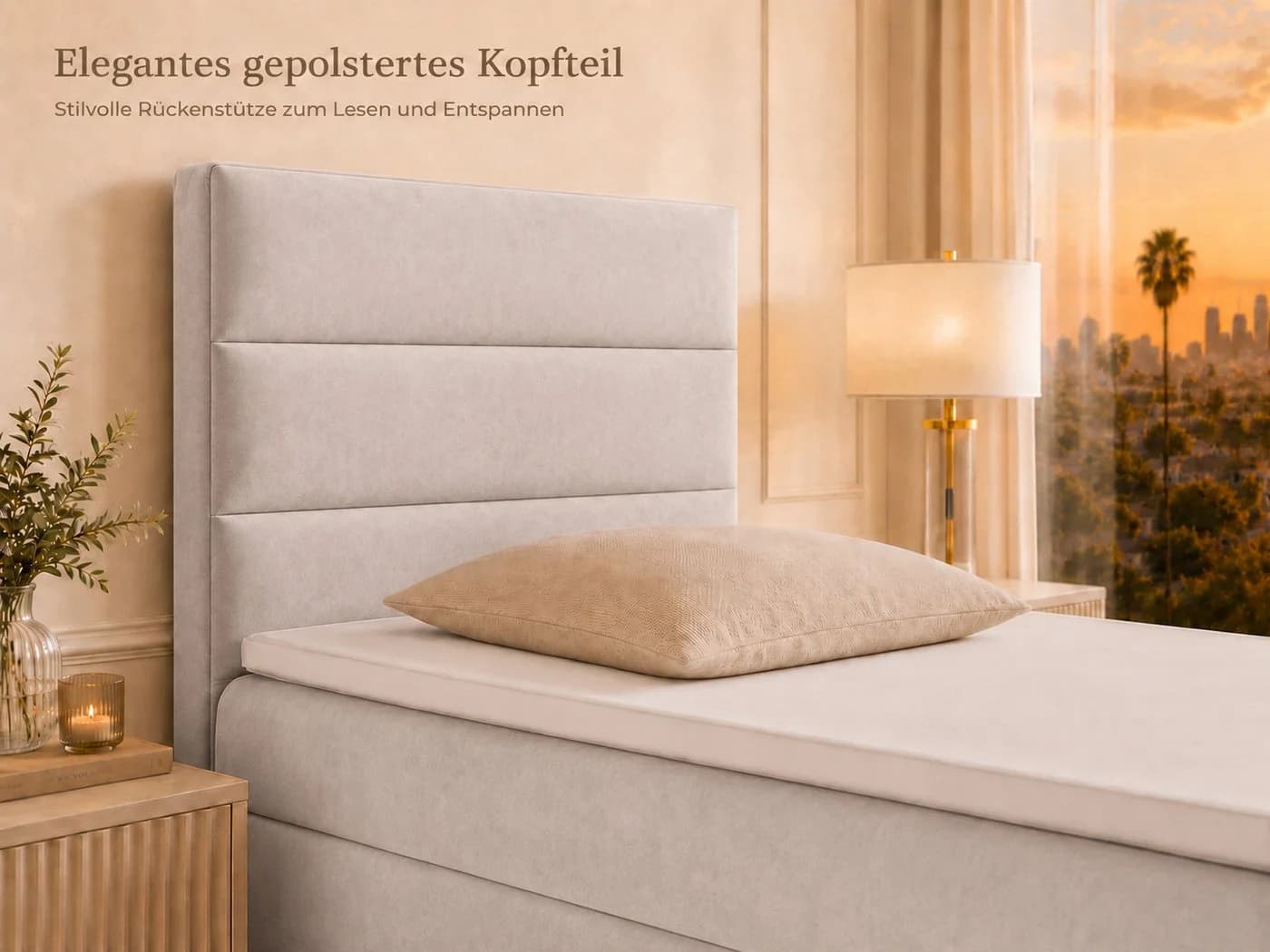Best for Home Boxspringbett K-4 mit Stauraum, Topper & Bonellfederkern Creme - Bild 4