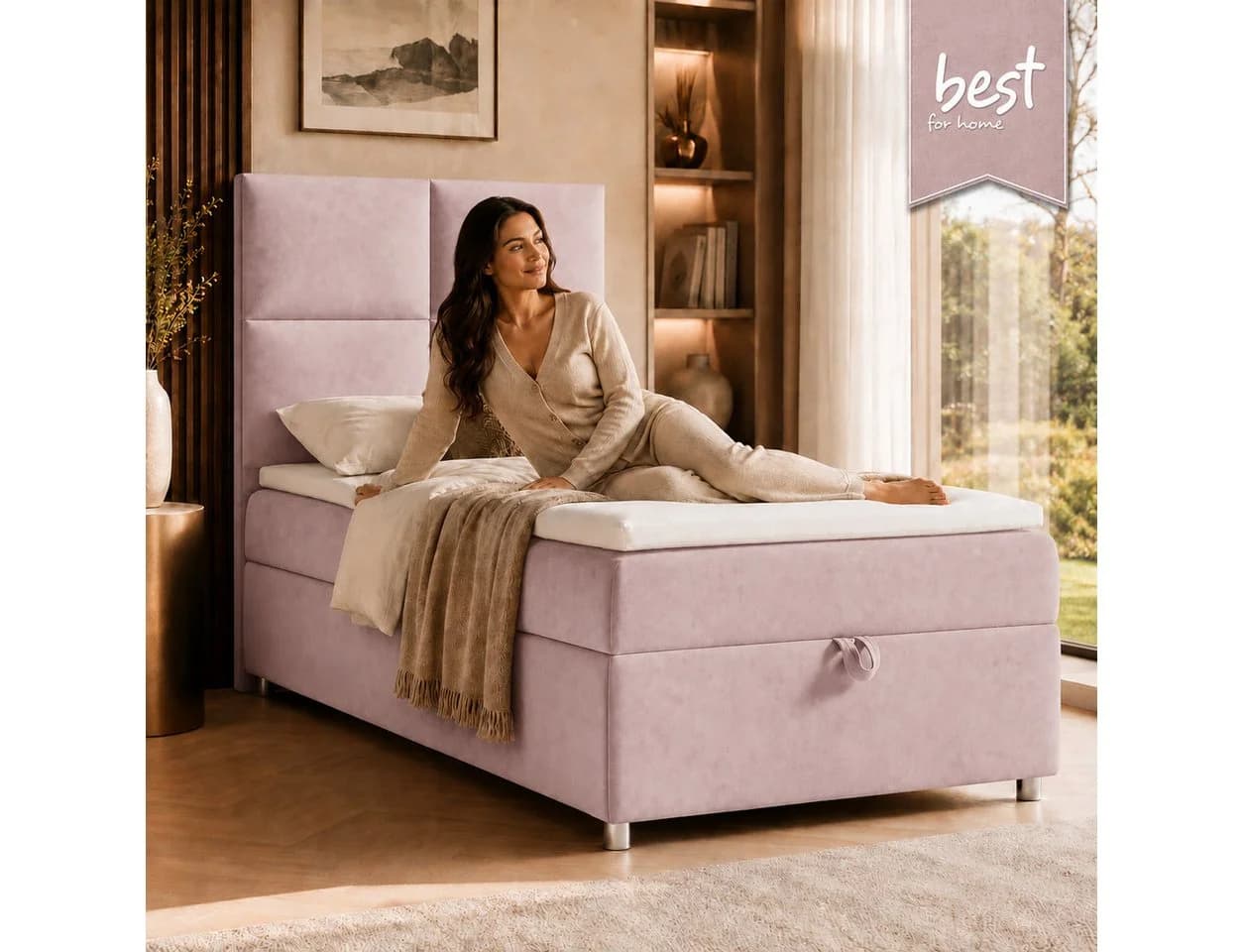 Best for Home Boxspringbett Trinity K-2 mit Bettkasten & Topper Rosa