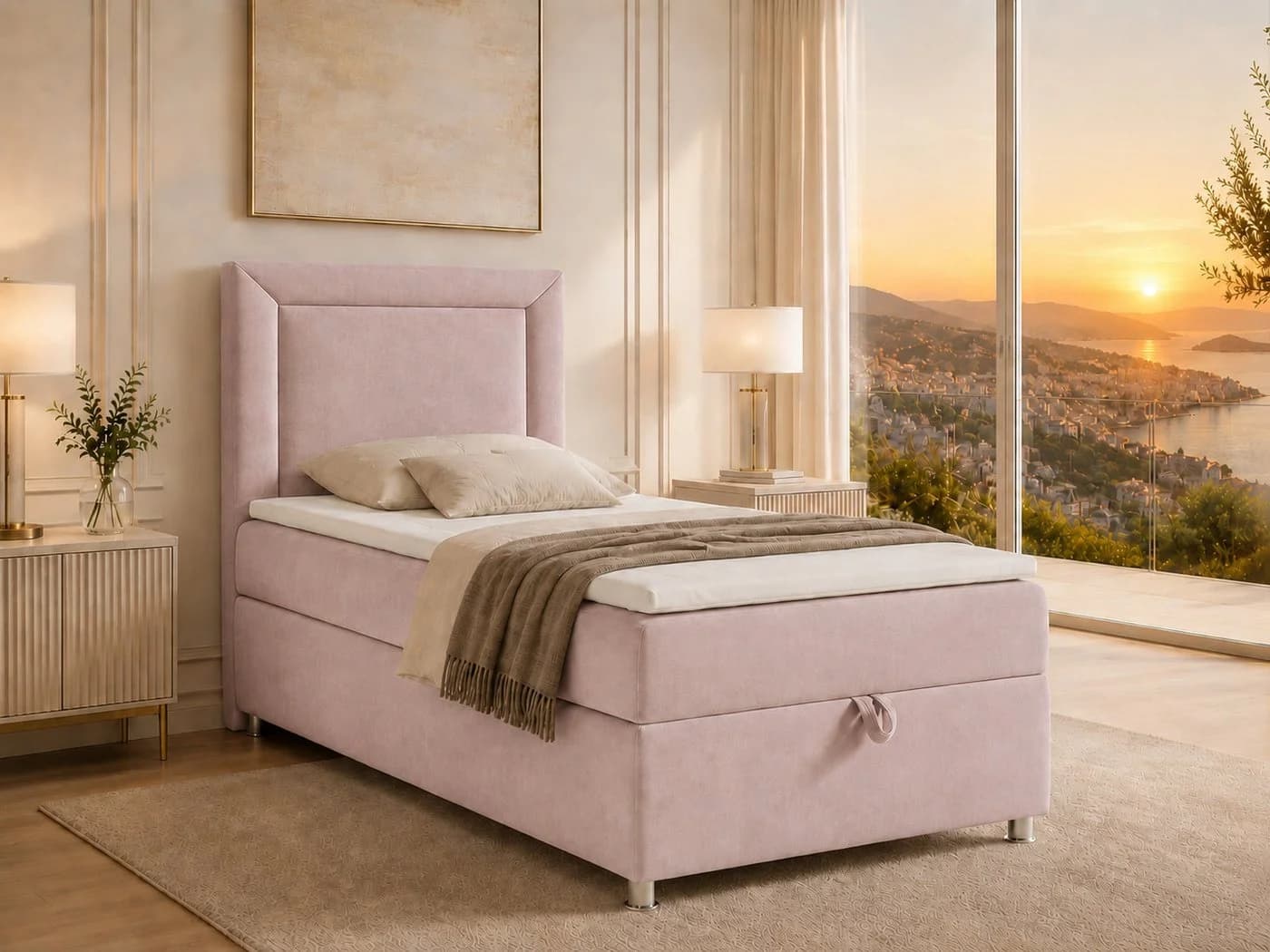 Best for Home Boxspringbett Trinity K-3 Rosa mit Bettkasten und Topper - Bild 2