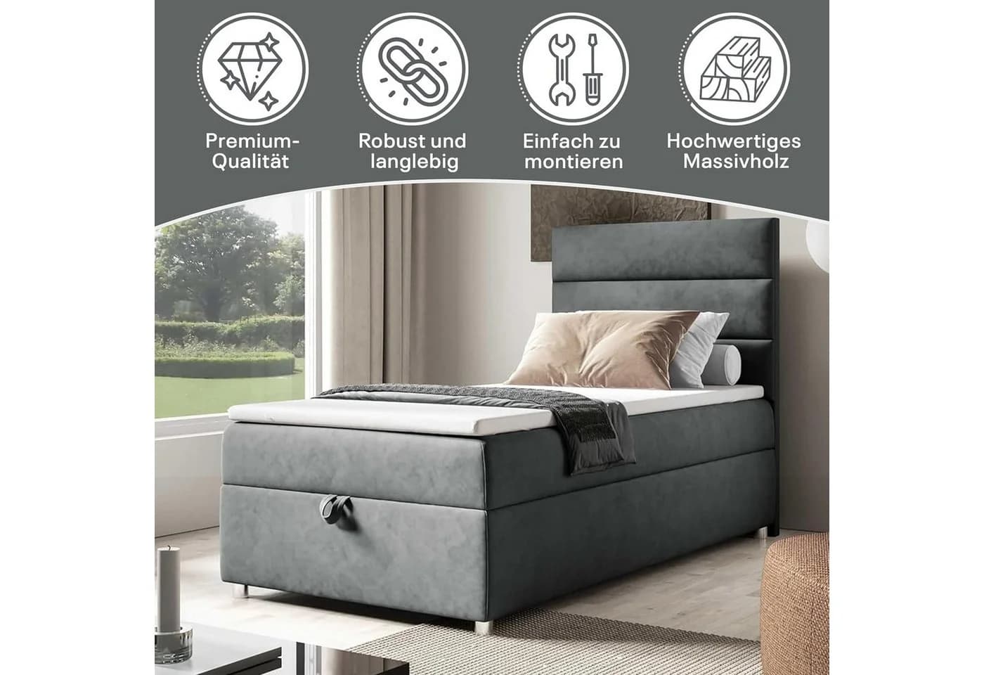 Best for Home Boxspringbett Trinity K-4 mit Bettkasten und Topper - Bild 3