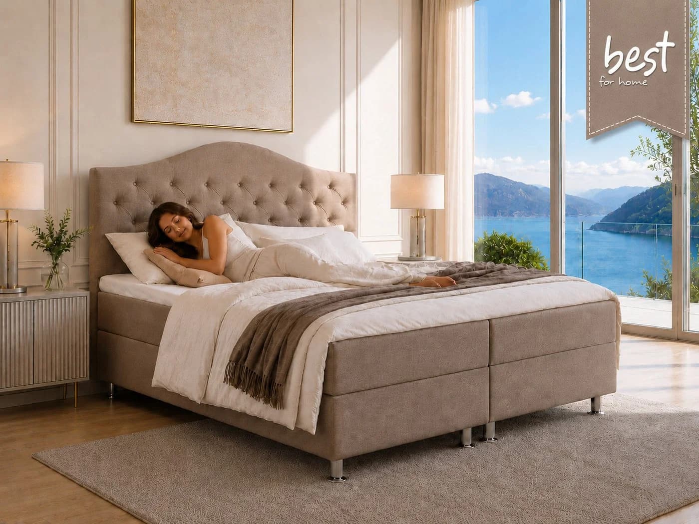 Best for Home Boxspringbett Glamour 7-Zonen Bonell & Topper