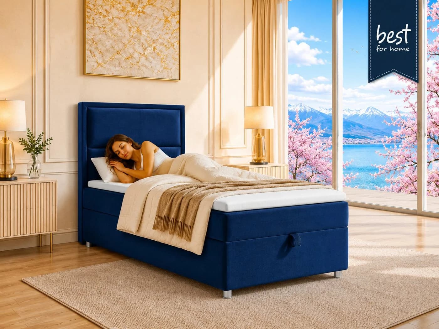 Best for Home Boxspringbett K-11 SINGLE mit Bettkasten und Bonellfederkern