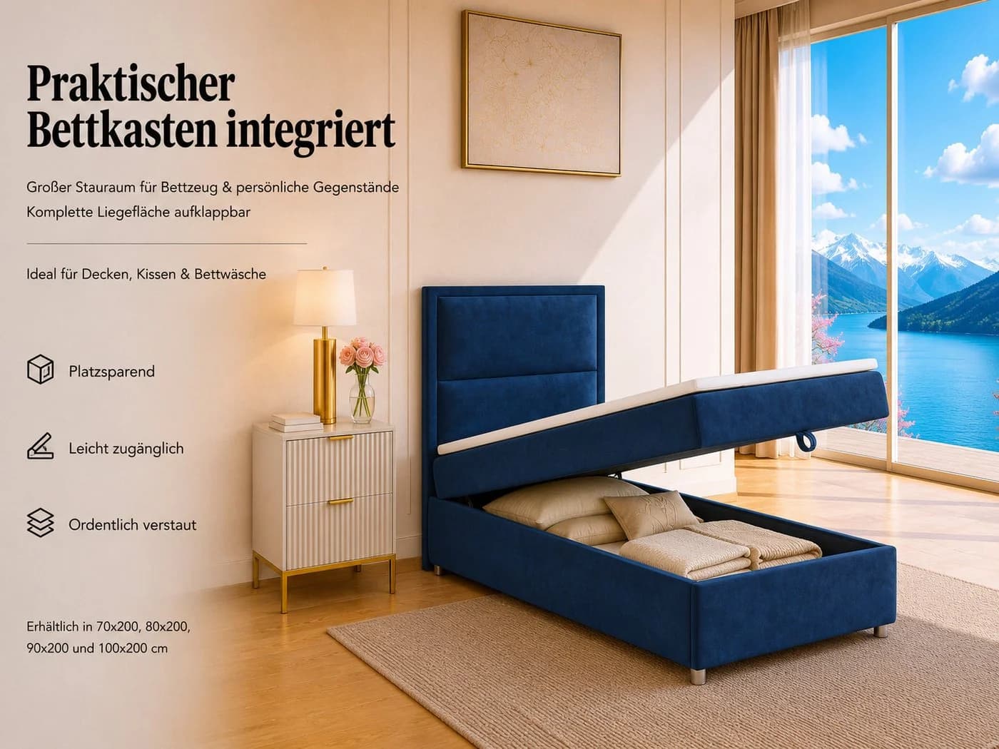 Best for Home Boxspringbett K-11 SINGLE mit Bettkasten und Bonellfederkern - Bild 5