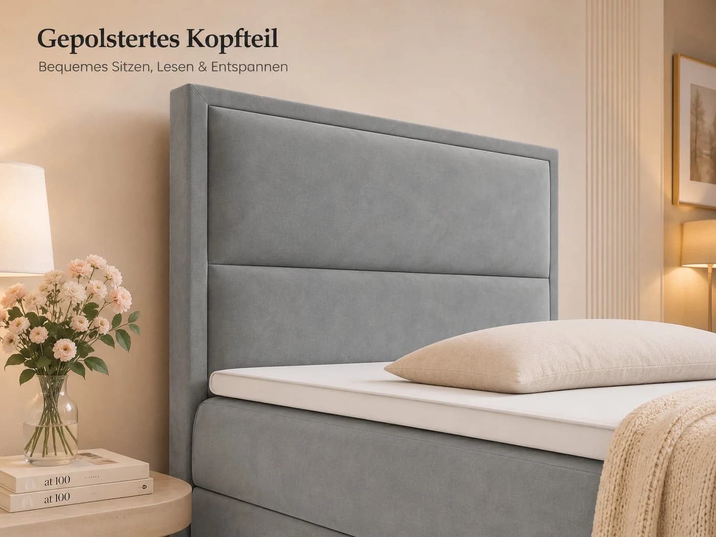 Best for Home Boxspringbett K-11 SINGLE mit Bettkasten grau - Bild 4