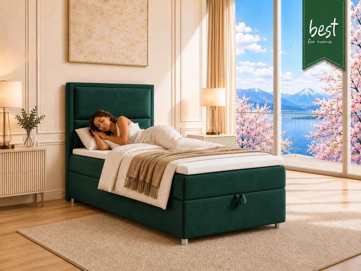 Best for Home Boxspringbett K-11 SINGLE mit Bettkasten und Bonellfederkern