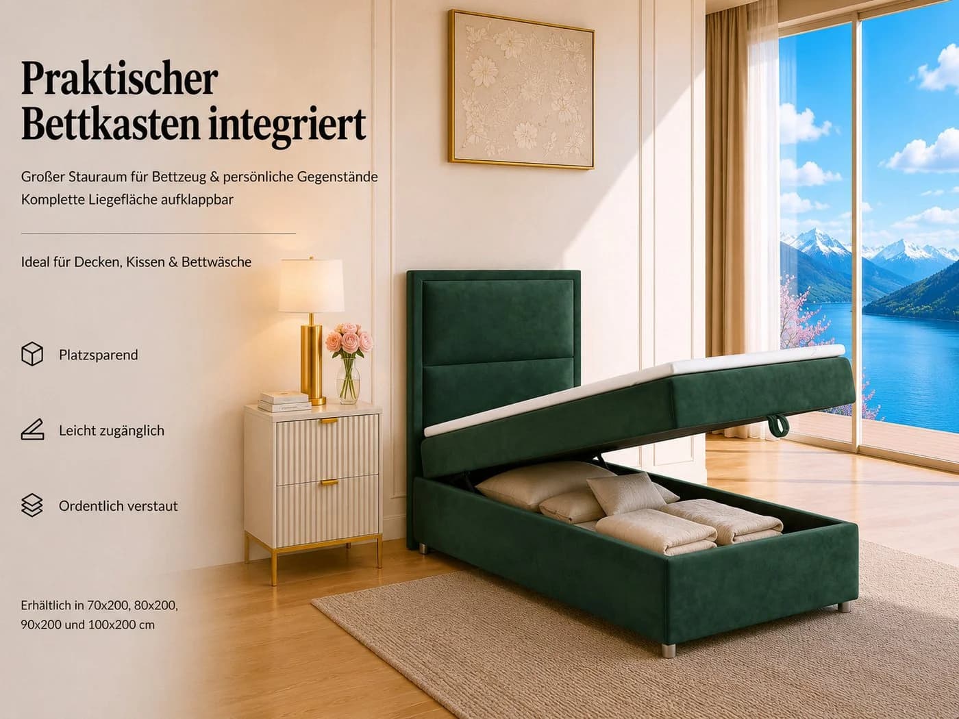 Best for Home Boxspringbett K-11 SINGLE mit Bettkasten und Bonellfederkern - Bild 5