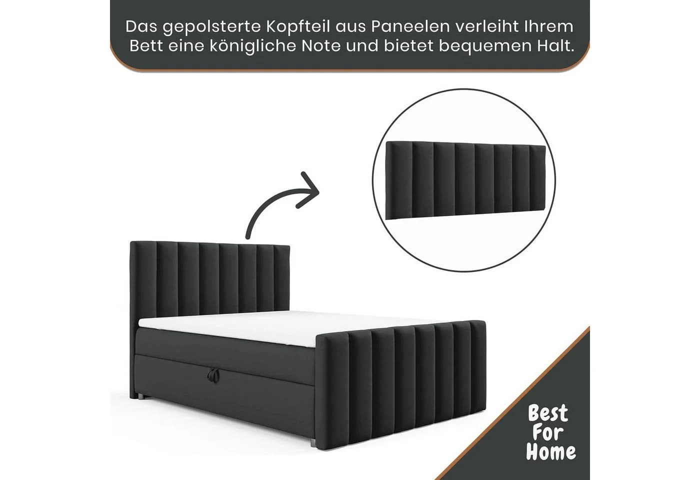 Best for Home Boxspringbett Trinity K10 mit Stauraum und Komfort-Topper - Bild 5