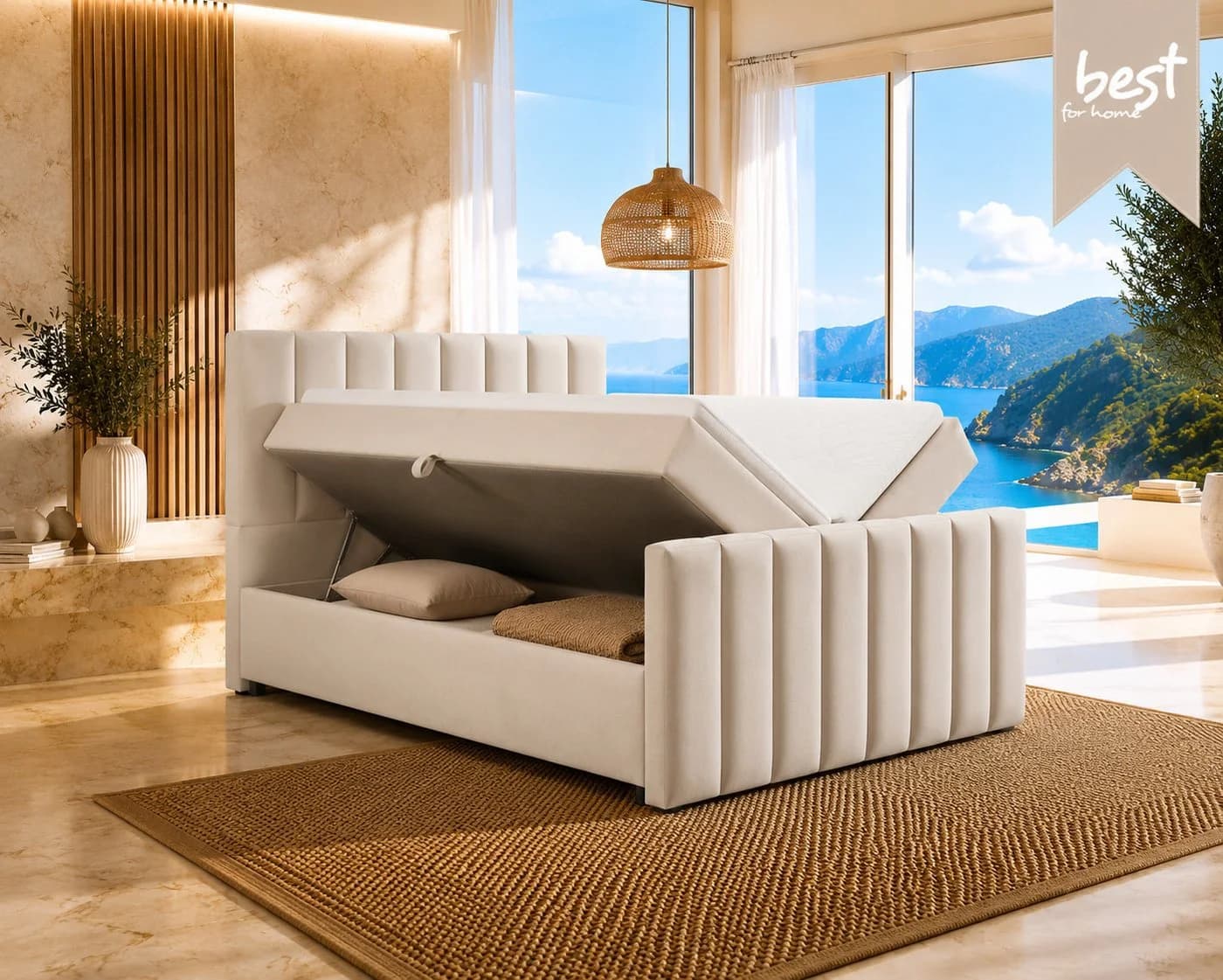 Best for Home Boxspringbett Trinity K10 mit Stauraum, Bonellmatratze & Topper