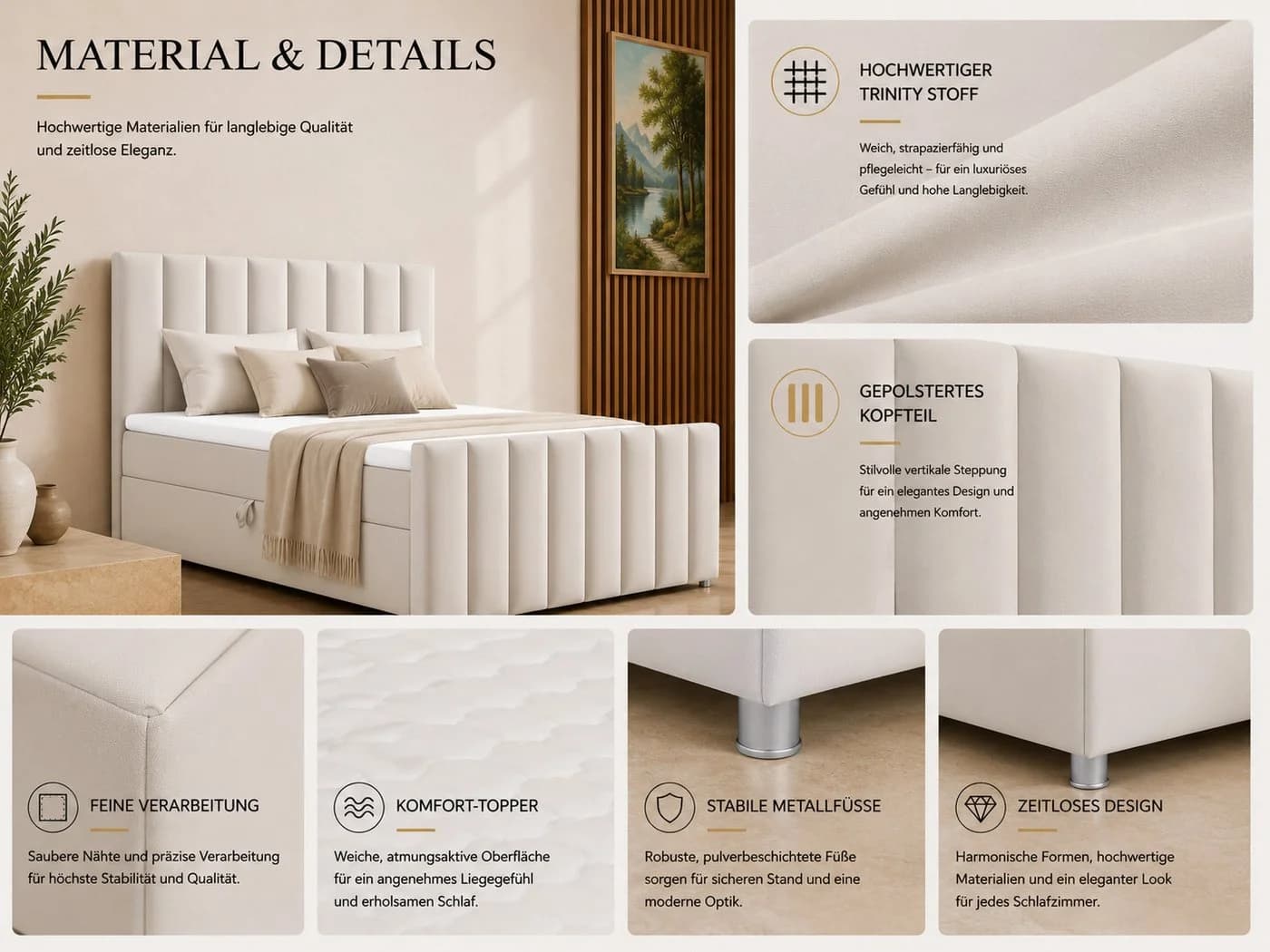 Best for Home Boxspringbett Trinity K10 mit Stauraum, Bonellmatratze & Topper - Bild 4
