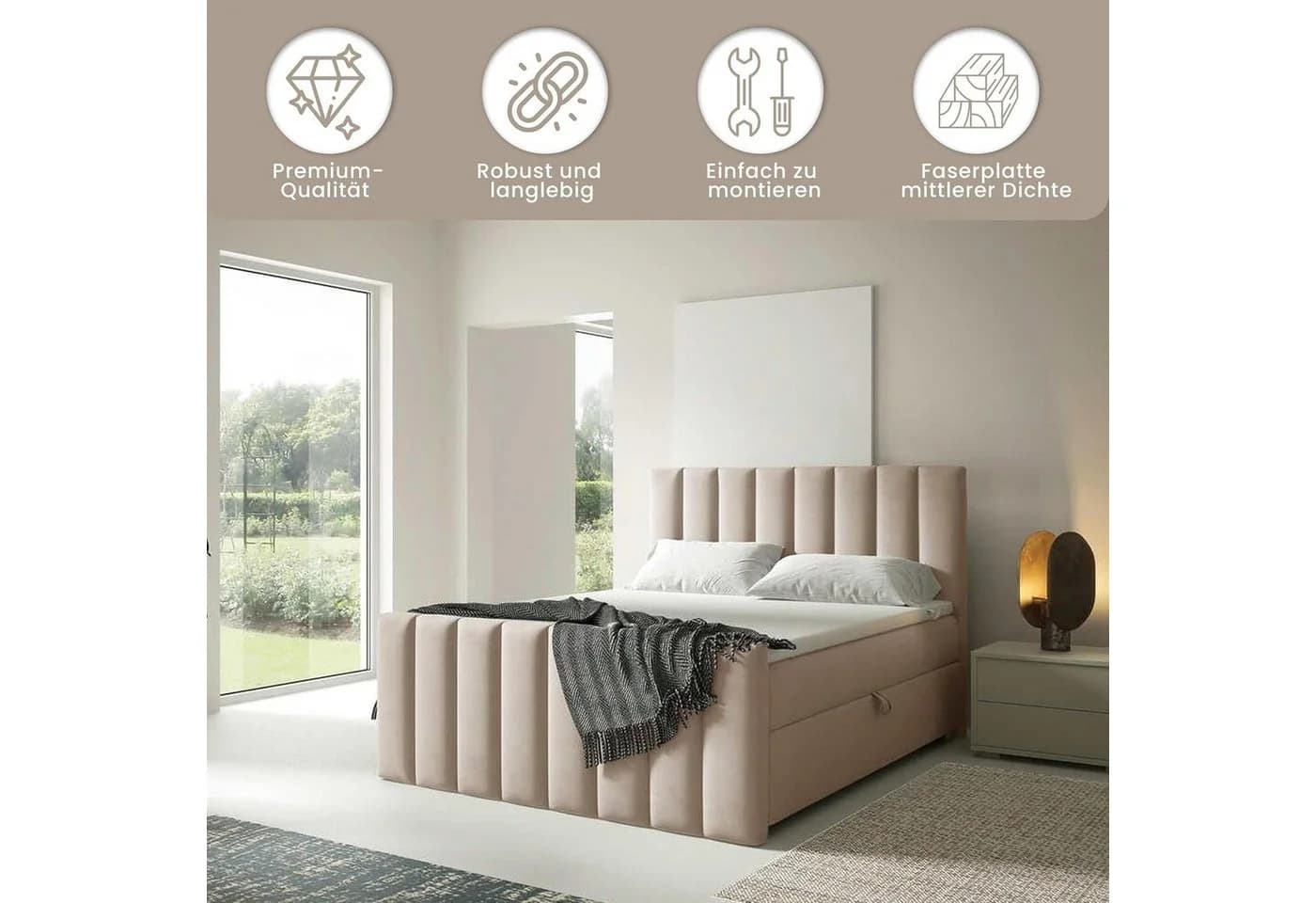 Best for Home Boxspringbett Trinity K10 mit Stauraum und Topper - Bild 3