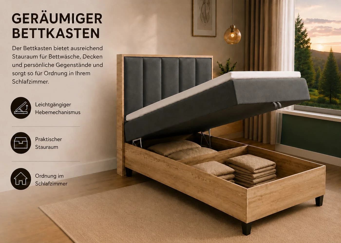Best for Home Boxspringbett Trinity K-10 mit Bettkasten & Topper grau