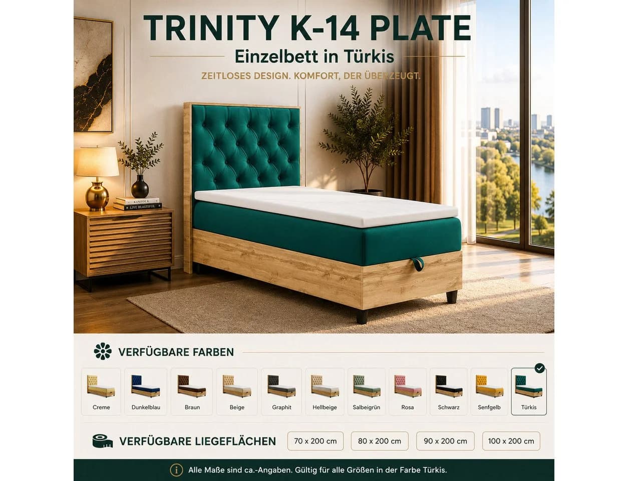 Best for Home Boxspringbett Trinity K-14 Single mit Bettkasten & Topper - Bild 3