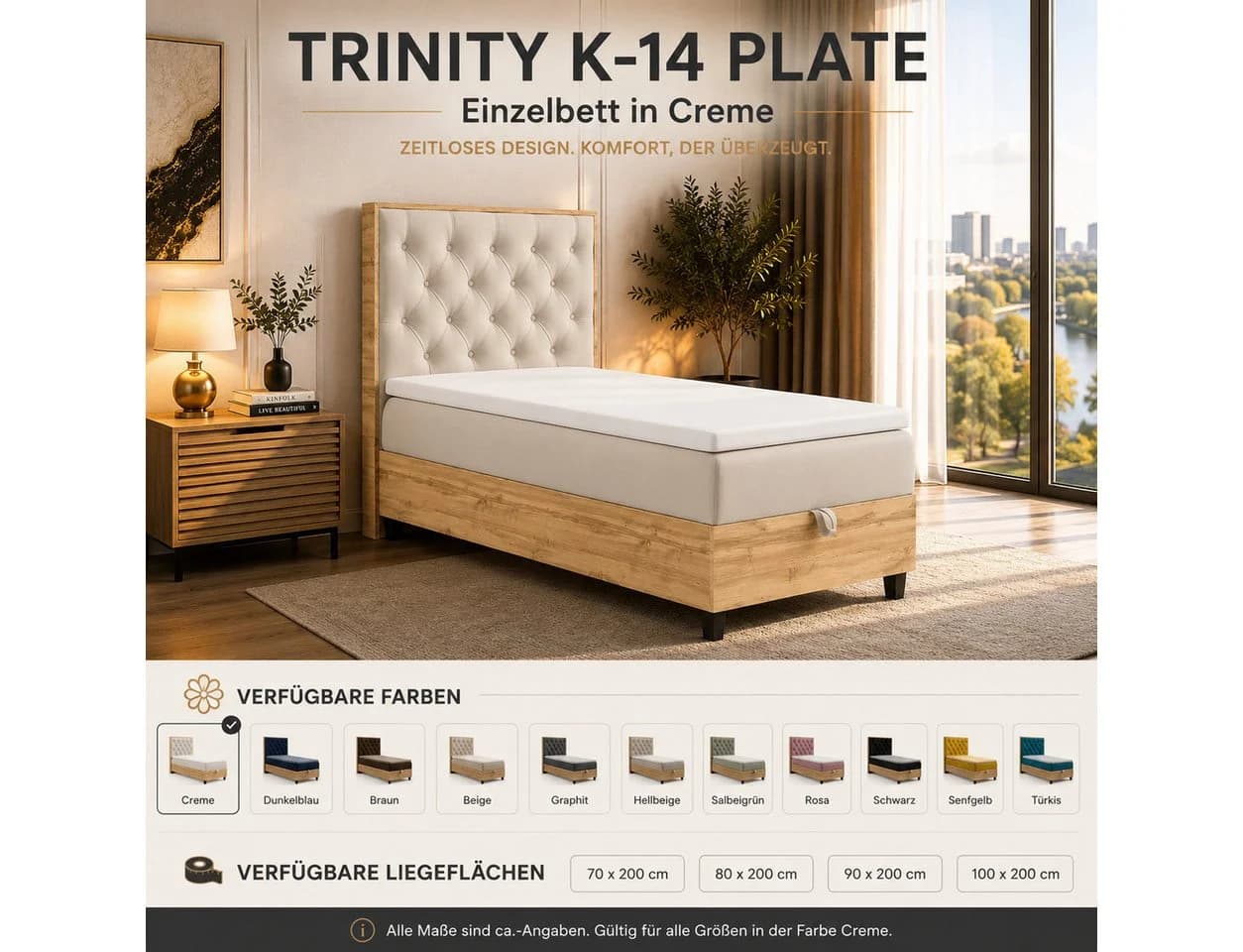Best for Home Boxspringbett Trinity K-14 Single mit Bettkasten & Topper - Bild 3